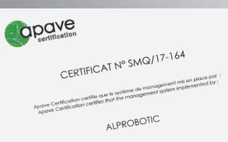 Management de la qualité : Alprobotic certifiée ISO 9001-2015 !
